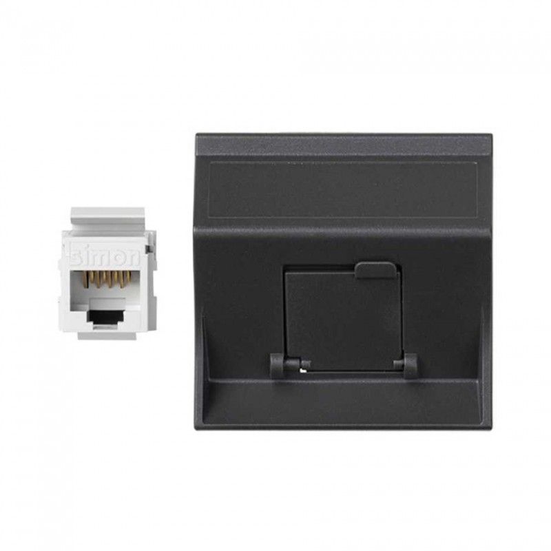 Placa de voz e dados inclinada CG com 1 cat5eu grafite SIMON 50004081-038