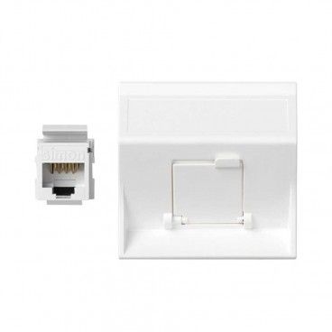Placa de voz e dados inclinada CG com 1 cat6u branco SIMON 50002081-030