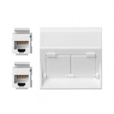 Placa de voz e dados inclinada CG com 2 cat5eu branco SIMON 50004086-030