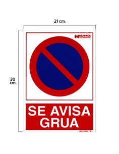 Cartel Se Avisa Grua 30x21cm. 2