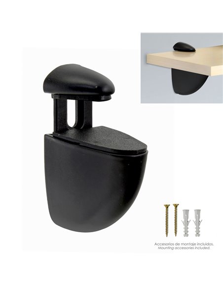 Soporte Pelicano Regulable Para Estante 1 / 20 mm. Negro (1 Pieza)