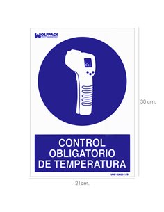Cartel De Control Obligatorio De La Temperatura 30x21 cm.
