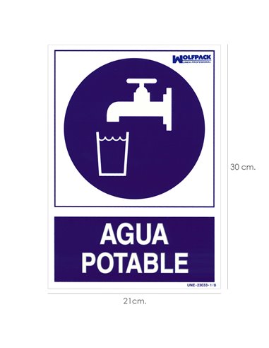 Cartel Agua Potable 30x21cm.