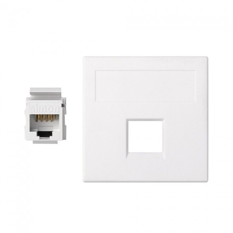 Placa plana de voz e dados Sg com 1 cat6u branco SIMON 50002185-030