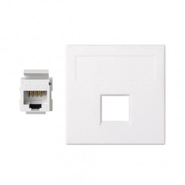 Placa plana de voz e dados Sg com 1 cat6u branco SIMON 50002185-030