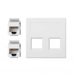 Placa plana de voz e dados Sg com 2 cat6u branco SIMON...