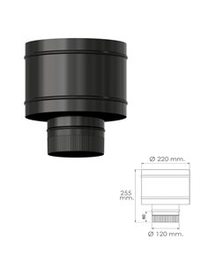 Terminal Antirrevocante Estufa Vitrificado Negro Ø 120 mm. Sombrero Tubo Chimenea, Sombrero Tubo Humo, Sombrero Tubo Calefacción 2