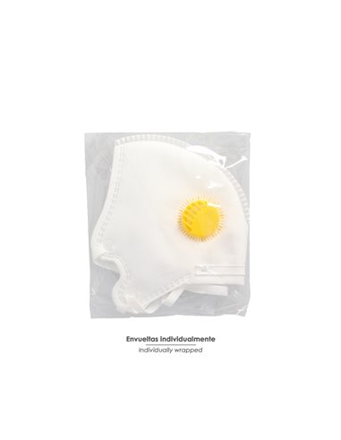 Mascarilla Respiratoria FFP2 Con Valvula. Plegable (20 Unidades) Envasadas Individualmente