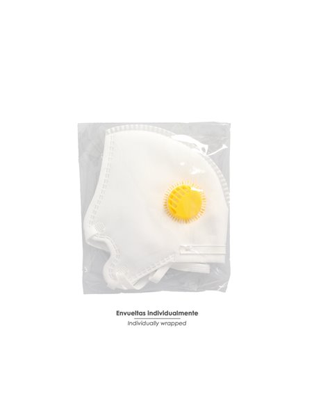 Mascarilla Respiratoria FFP2 Con Valvula. Plegable (20 Unidades) Envasadas Individualmente