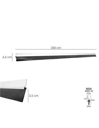 Burlete Para Puertas De Garaje Aluminio Blanco Con Goma 2,5 m. Perfil Bajo Cochera Cepillo De Puerta, Burlete Garaje