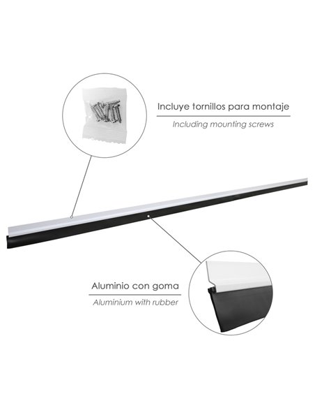 Burlete Para Puertas De Garaje Aluminio Blanco Con Goma 2,5 m. Perfil Bajo Cochera Cepillo De Puerta, Burlete Garaje