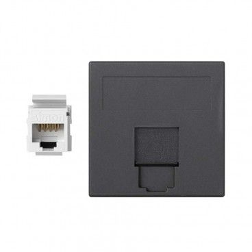 Placa plana de voz e dados CG com 1 cat5eu grafite SIMON 50004085-038