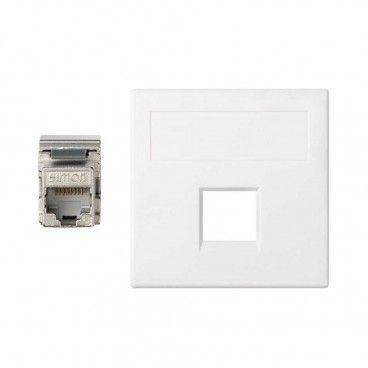 Placa plana de voz e dados Sg com 1 cat6f branco SIMON 50003185-030