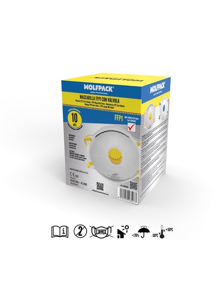 Mascarilla FFP1 Rigida Con Valvula (10 Unidades) Envasadas Individualmente