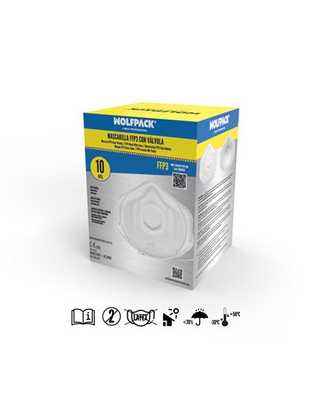 Mascarilla Respiratoria FFP3 Con Valvula (10 Unidades)