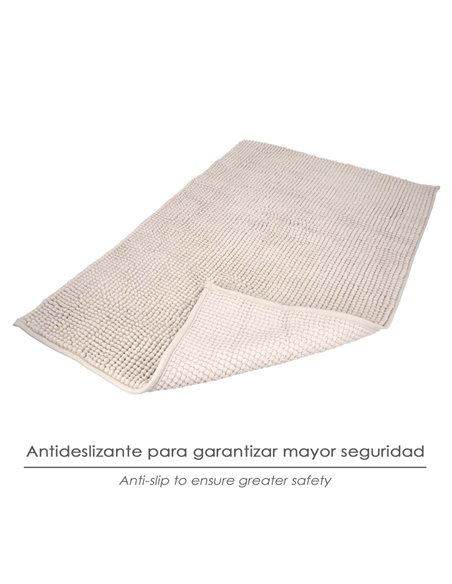 Alfombra Baño Poliéster Chenilla 50x80 cm. Marrón.
