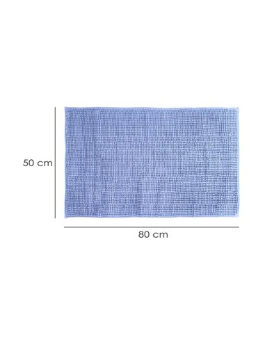 Alfombra Baño Poliéster Chenilla 50x80 cm. Azul.