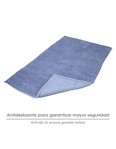 Alfombra Baño Poliéster Chenilla 50x80 cm. Azul.