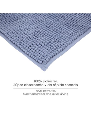 Alfombra Baño Poliéster Chenilla 50x80 cm. Azul.
