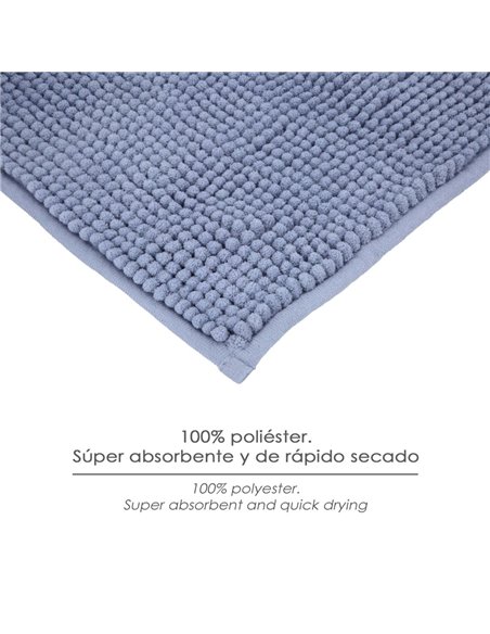 Alfombra Baño Poliéster Chenilla 50x80 cm. Azul.