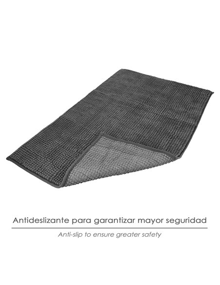 Alfombra Baño Poliéster Chenilla 50x80 cm. Gris.