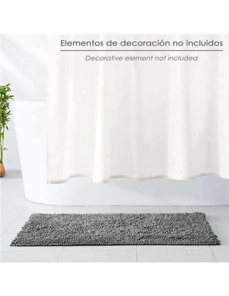 Alfombra Baño Poliéster Chenilla 50x80 cm. Gris.