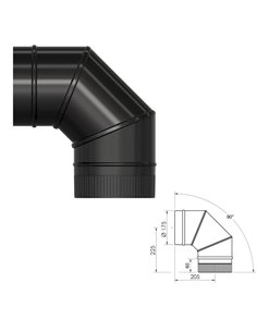 Codo Estufa Liso Vitrificado Negro Ø 175 mm. 90° 2