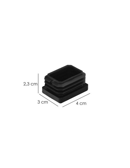 Contera Plástico Rectangular Interior. Color Negro 40x30 mm Bolsa 200 Unidades.