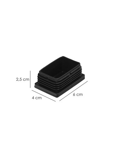 Contera Plástico Rectangular Interior. Color Negro 60x40 mm Bolsa 100 Unidades.