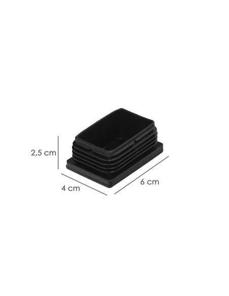 Contera Plástico Rectangular Interior. Color Negro 60x40 mm Bolsa 100 Unidades.