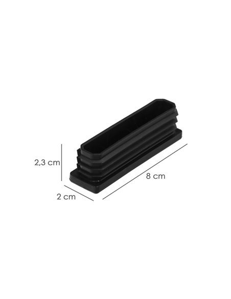 Contera Plástico Rectangular Interior. Color Negro 80x20 mm Bolsa 100 Unidades.