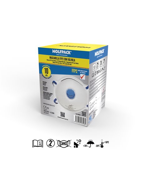 Mascarilla FFP2 Rigida Con Valvula (10 Unidades) Envasadas Individualmente