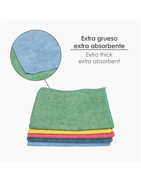 Paño Microfibra 35 x 40 cm / 250 Gramos (Pack 5 Piezas)