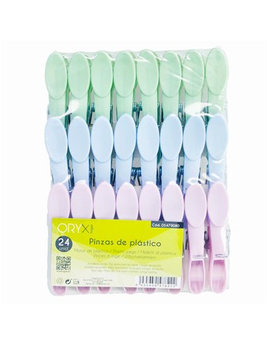 Pinzas Tender Ropa Plastico (Pak 24 Pz)