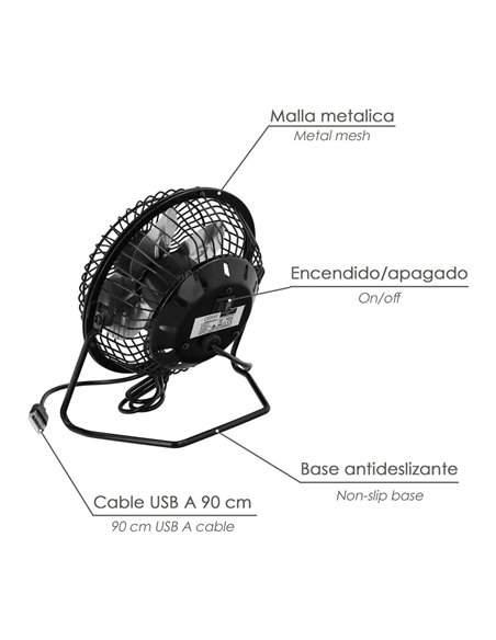 Ventilador Sobremesa 10 cm. 2,5 Watt USB.