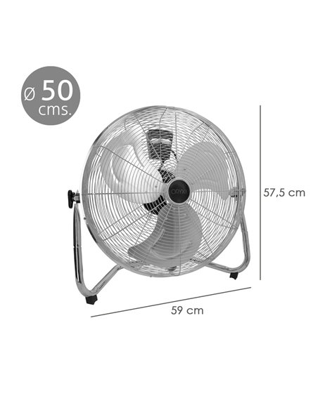 Ventilador Suelo Cromado 120 Watt Ø50 cm.