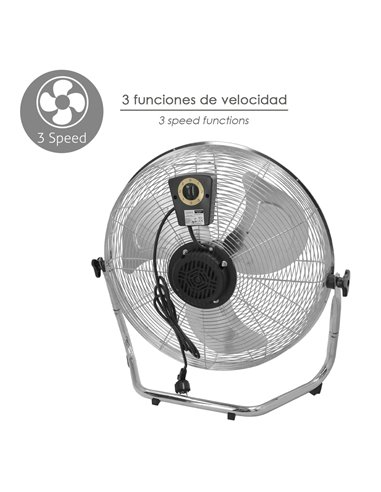 Ventilador Suelo Cromado 120 Watt Ø50 cm.