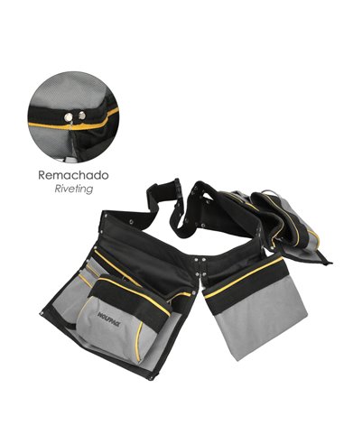 Bolsa Encofrador Doble Con Cinturón Ajustable, Colgador de Martillo, Bolsa Herramientas, Portaherramientas