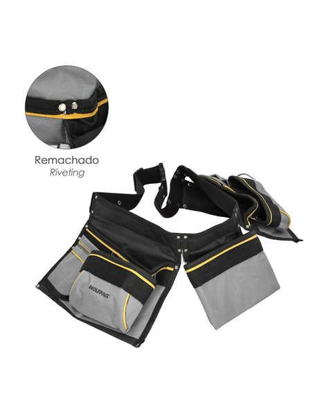 Bolsa Encofrador Doble Con Cinturón Ajustable, Colgador de Martillo, Bolsa Herramientas, Portaherramientas