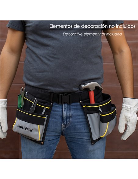 Bolsa Encofrador Doble Con Cinturón Ajustable, Colgador de Martillo, Bolsa Herramientas, Portaherramientas