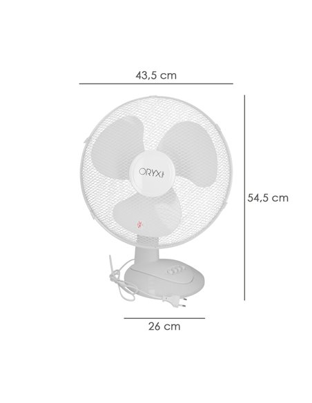 Ventilador Sobremesa Blanco 45 Watt 3 Velocidades.