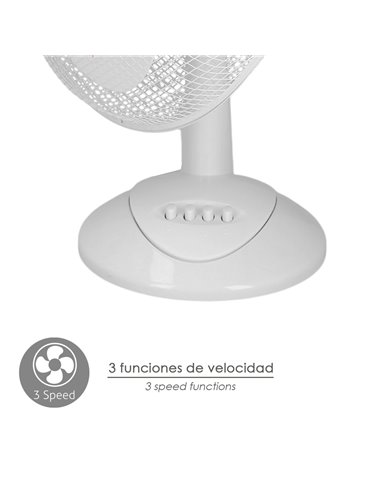 Ventilador Sobremesa Blanco 45 Watt 3 Velocidades.