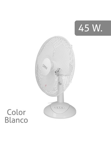 Ventilador Sobremesa Blanco 45 Watt 3 Velocidades.