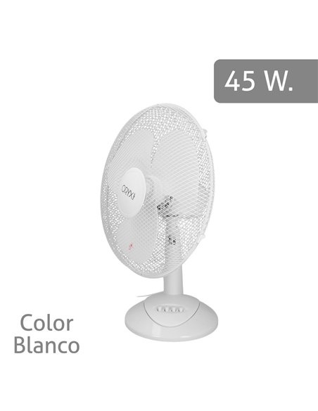 Ventilador Sobremesa Blanco 45 Watt 3 Velocidades.