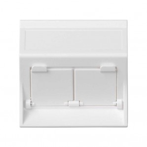 Placa de voz e dados inclinada CG para 2 módulos brancos...