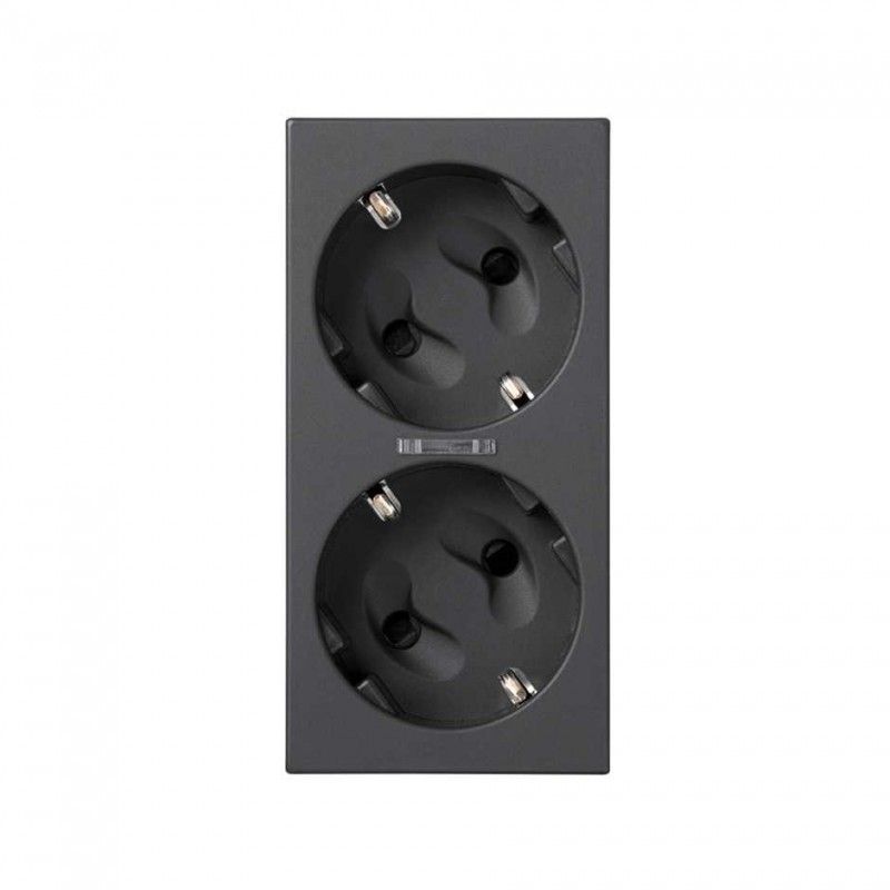 Tampa dupla Schuko com LED (grafite) SIMON...