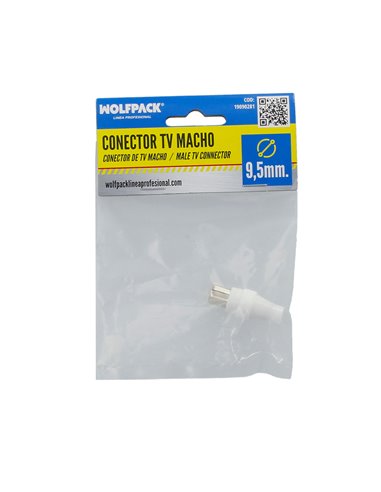 Conector TV Macho Recto 9,5 mm.