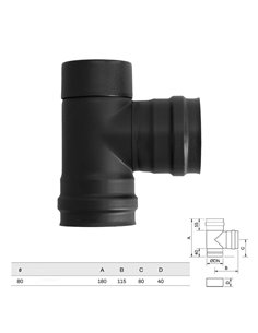 Te con Tapa Estufa Pellet Vitrificado Ø80 Mm  90° 2