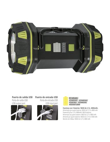 Linterna Led Multiusos 3 En 1 Recargable 400 Lumenes