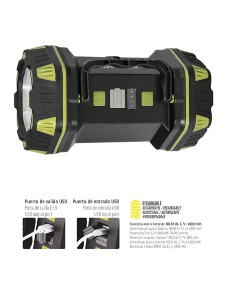 Linterna Led Multiusos 3 En 1 Recargable 400 Lumenes